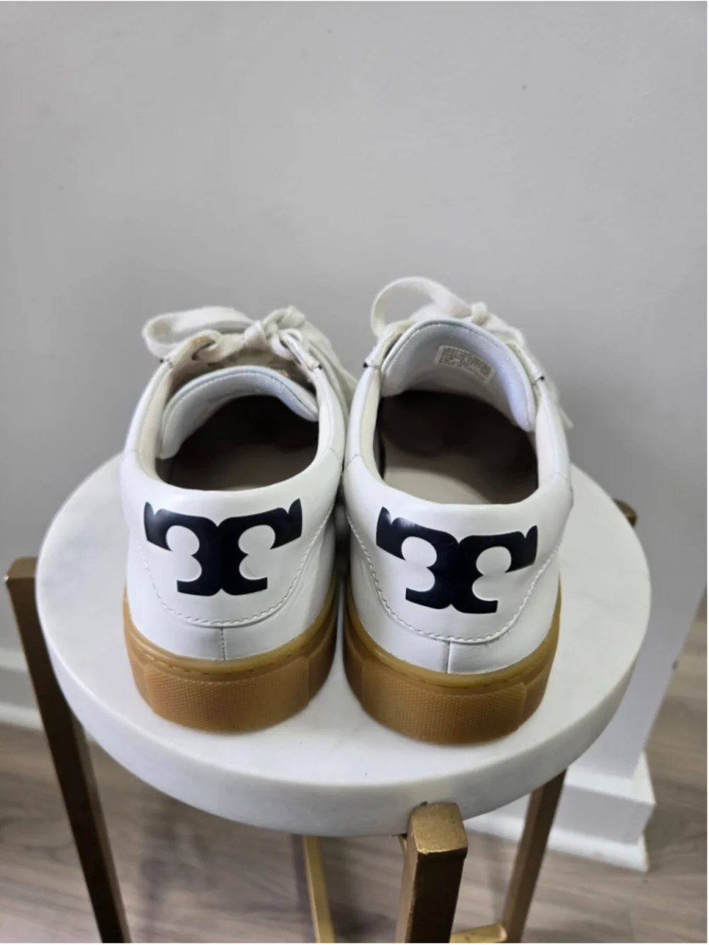 Women's Tory Burch White Leather Sneakers with Gum Sole